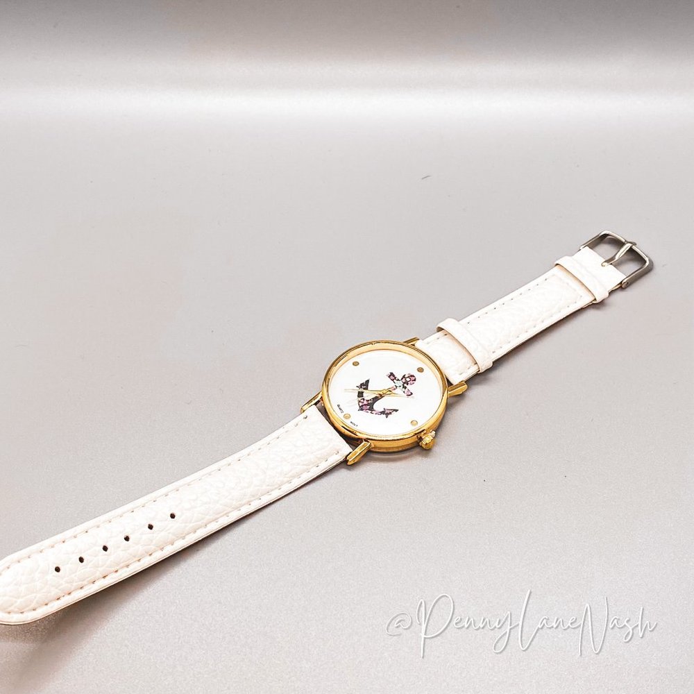 Vintage Flower Watch Leather Quartz Watch White NWOT - Picture 2 of 5